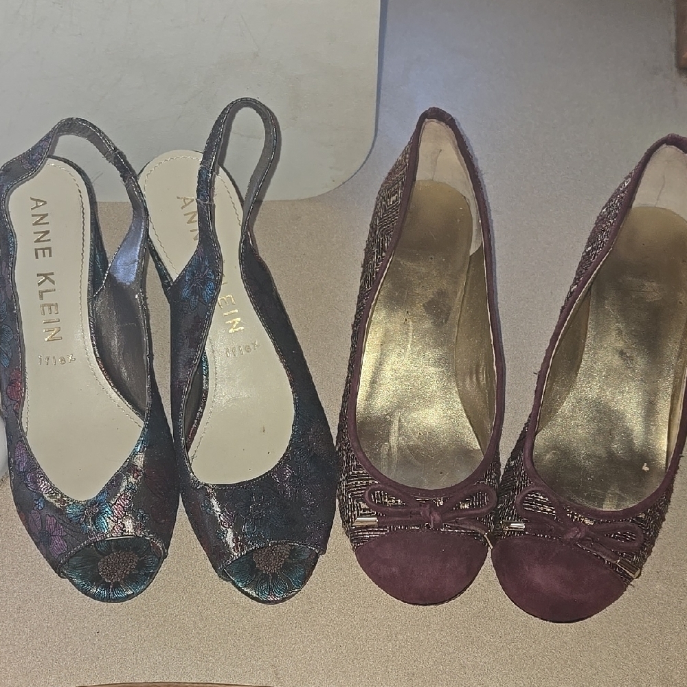 Anne Klein Purple Heels with Slingback Style and Open Toe